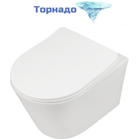 Унитаз подвесной безободковый AN Atria с крышкой микролифт (система смыва Торнадо) - фото 