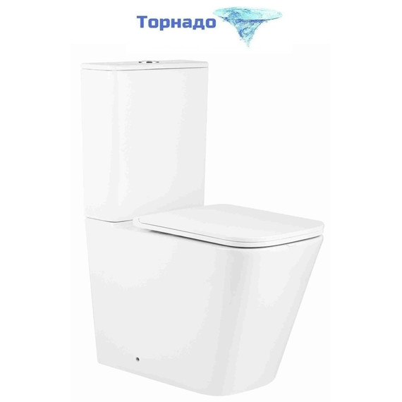 Унитаз-компакт безободковый AN Etta с крышкой микролифт (система смыва Торнадо) - фото 