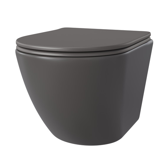 Унитаз подвесной безободковый Taliente Amato AM25010 Grigio с крышкой микролифт, серый, Цвет производителя: серый - фото 2
