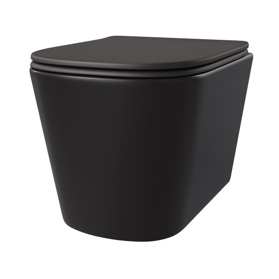 Унитаз подвесной безободковый Taliente Correto CR25200 Nero с крышкой микролифт, чёрный матовый, Цвет производителя: чёрный матовый - фото 2