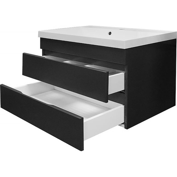 Тумба подвесная с раковиной AN Эстелла 80 см, графит - фото 4