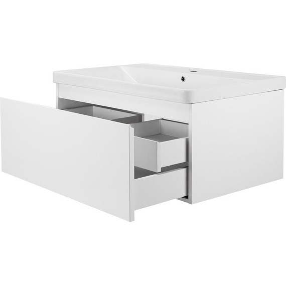 Тумба подвесная с раковиной AN Сандра 80 см, белый - фото 3