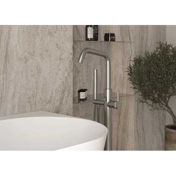 Смеситель для ванны напольный Allen Brau Priority 5.31008-BN (со скрытой частью) никель - фото 7