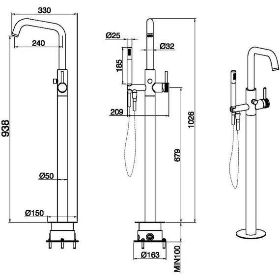 Смеситель для ванны Allen Brau Priority 5.31008-GB (со скрытой частью), брашированное золото - фото 3