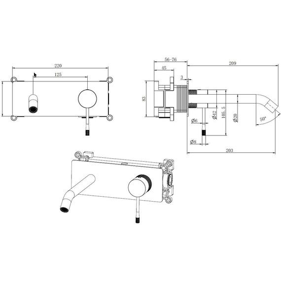 Смеситель для раковины настенный Allen Brau Priority 4.0 5.31D03-BN (со скрытой частью) никель - фото 3