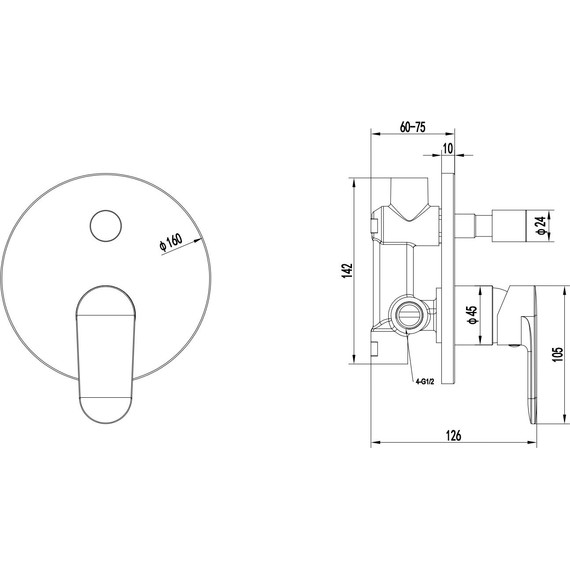 Смеситель для ванны Aquatek Ника AQ1846CR (со скрытой частью) - фото 8