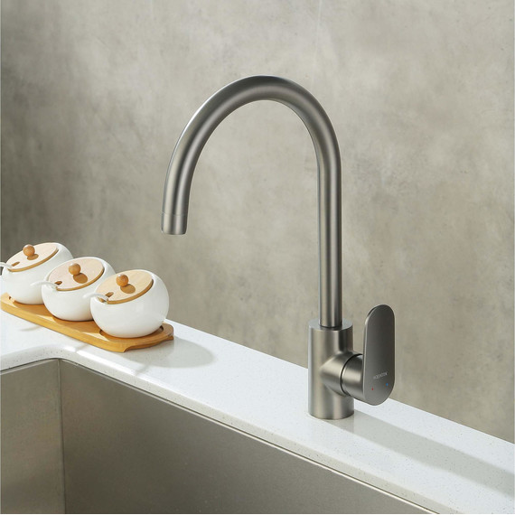 Смеситель для кухни Aquatek Ника AQ1882BGM, оружейная сталь - фото 5