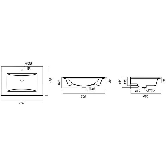 Раковина врезная Sanita Luxe Quadro 75 см WB.FN/Quadro/75-C/WHT.G/S1 - фото, картинка 6 Раковина врезная Sanita Luxe Quadro 75 см WB.FN/Quadro/75-C/WHT.G/S1 - фото 6