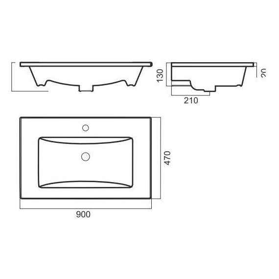 Раковина врезная Sanita Luxe Quadro 90 см WB.FN/Quadro/90-C/WHT.G/S1 - фото 4