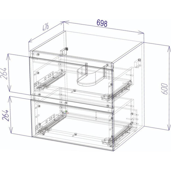 Тумба подвесная с раковиной AN Сандра 70 см, белый - фото 7
