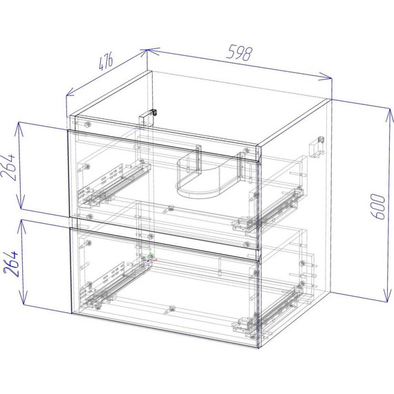 Тумба подвесная с раковиной AN Сандра 60 см, белый - фото 6