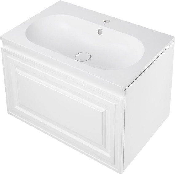 Тумба подвесная с раковиной AN Элен 80 см, белый матовый - фото 2