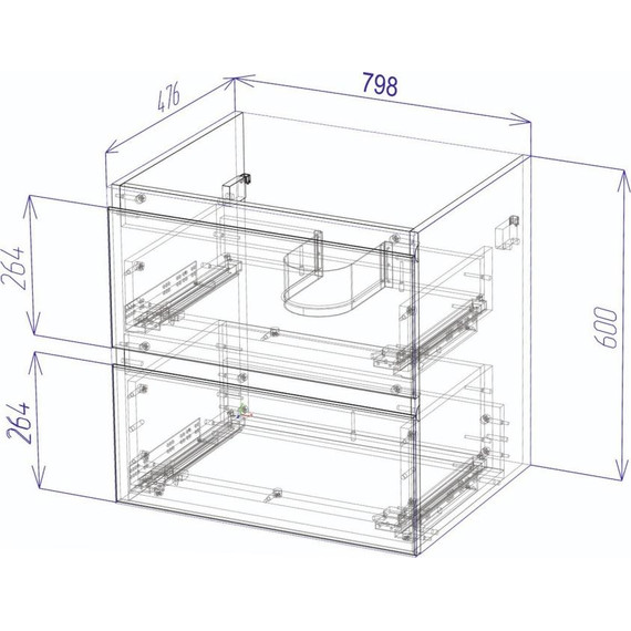 Тумба подвесная с раковиной AN Сандра 80 см, белый - фото 7