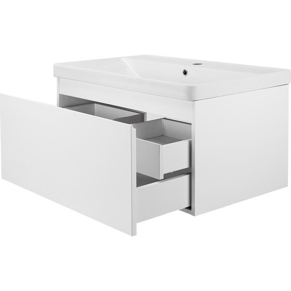 Тумба подвесная с раковиной AN Сандра 70 см, белый - фото 3