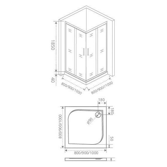 Душевое ограждение Bas Infinity CR-90-C-CH 90х90 см, хром/прозрачное - фото, картинка 5 Душевое ограждение Bas Infinity CR-90-C-CH 90х90 см, хром/прозрачное - фото 5