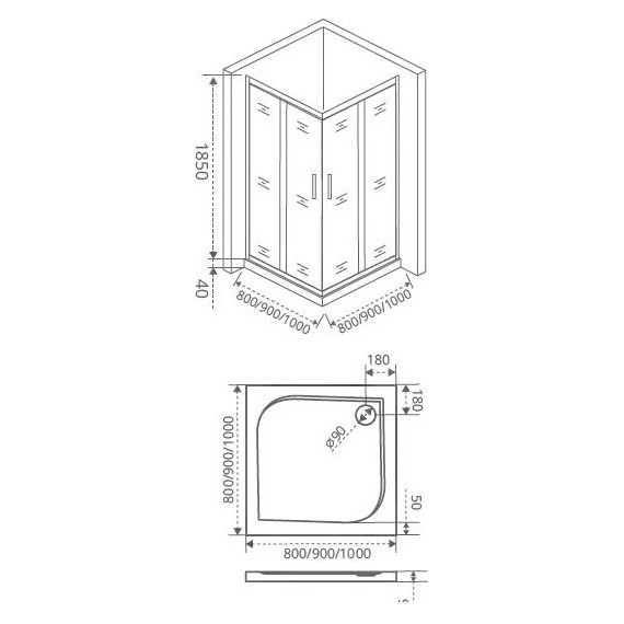 Душевое ограждение Bas Latte CR-80-C-WE 80х80 см, алюминий/прозрачное - фото, картинка 4 Душевое ограждение Bas Latte CR-80-C-WE 80х80 см, алюминий/прозрачное - фото 4