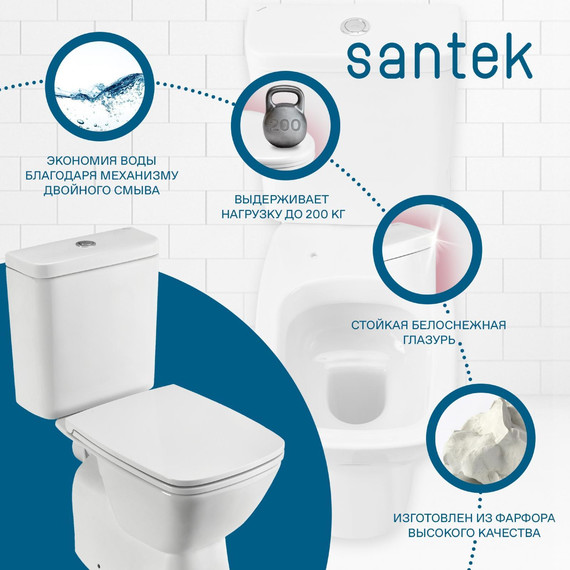 Унитаз-компакт Santek Нео 1.WH30.2.470 с тонкой крышкой микролифт - фото 14