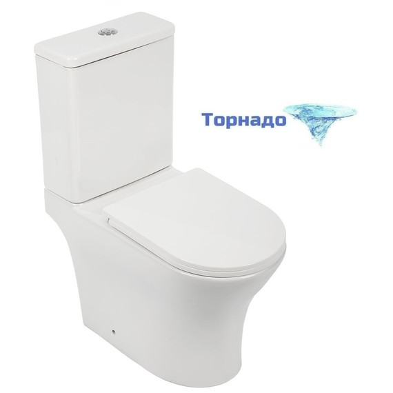 Унитаз-компакт безободковый AN Link с крышкой микролифт (система смыва Торнадо) - фото 