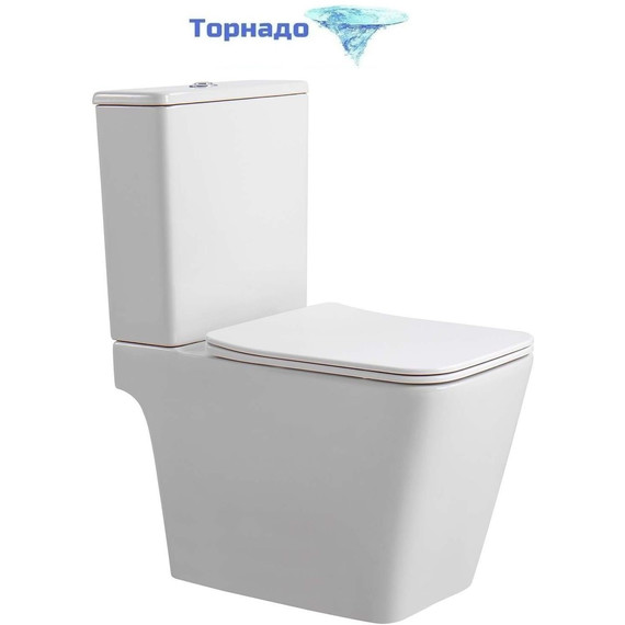 Унитаз-компакт безободковый Aquatek Либра AQ1263NT-00 с тонкой крышкой микролифт (система смыва Торнадо) - фото 