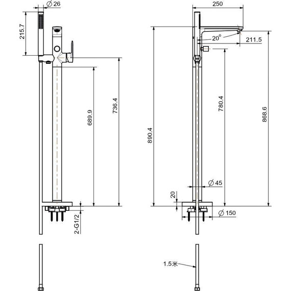 Смеситель для ванны Aquatek Ника AQ1845MB, чёрный матовый, Цвет производителя: чёрный матовый - фото 9