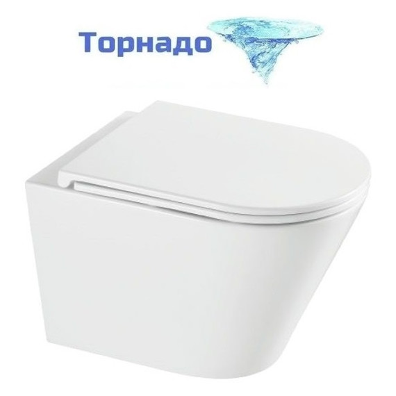 Унитаз подвесной безободковый Grossman GR-4403SQ с крышкой микролифт (Система смыва торнадо) - фото 