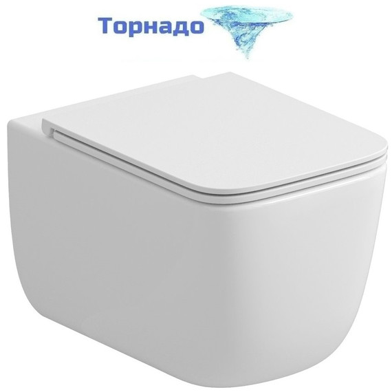 Унитаз подвесной безободковый Grossman GR-4409SQ с крышкой микролифт (Система смыва торнадо) - фото 