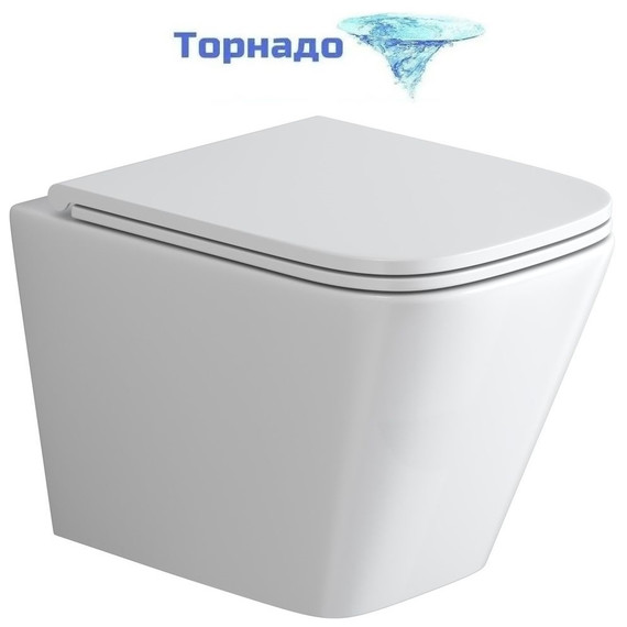 Унитаз подвесной безободковый Grossman GR-4479SQ с крышкой микролифт (Система смыва торнадо) - фото 