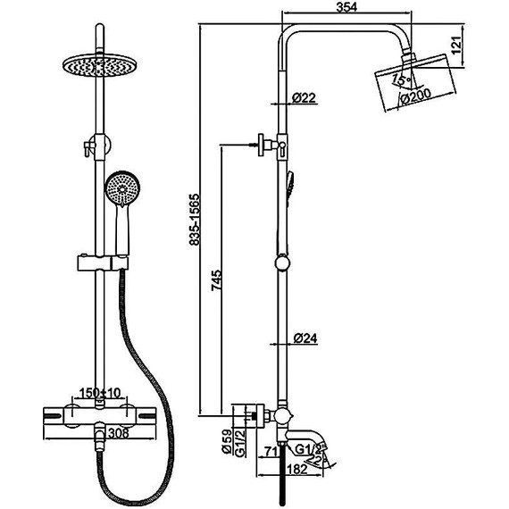 Душевая стойка с термостатом Ledeme L2422 - фото 8