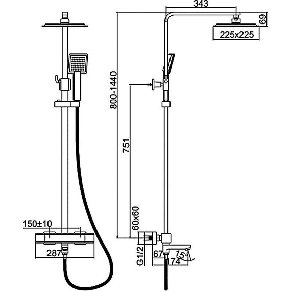 Душевая стойка с термостатом Ledeme L2424 - фото 12