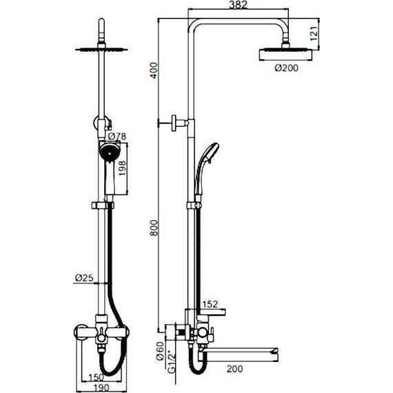 Душевая стойка Ledeme L72403-1, нержавеющая сталь - фото 2