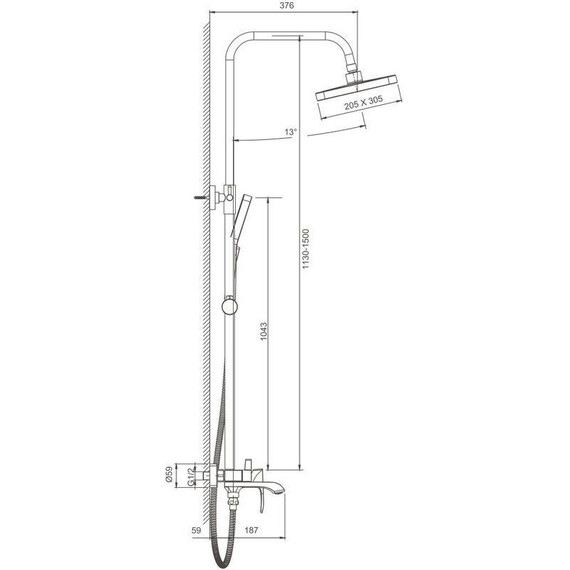 Душевая стойка Belz B24507-3, оружейная сталь - фото 68