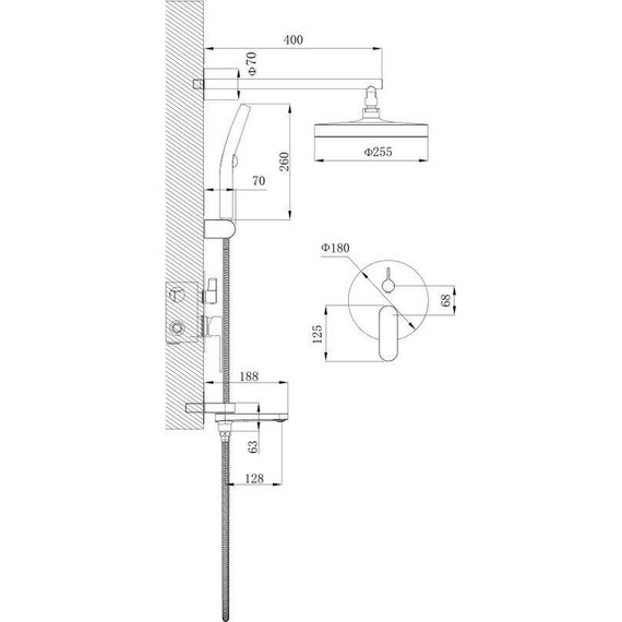 Душевая система для ванны Belz B80713-3, оружейная сталь - фото 28