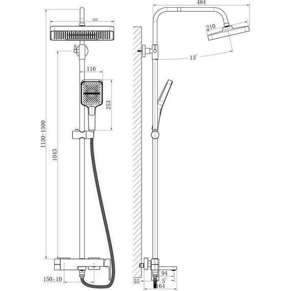 Душевая стойка Belz B24658-3, оружейная сталь - фото 59