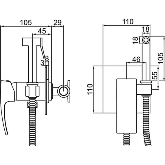 Набор для гигиенического душа Gerhans K15214D, оружейная сталь - фото 2