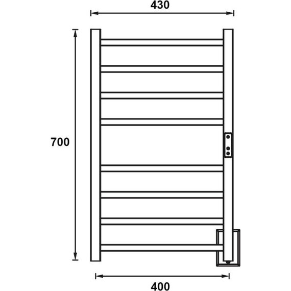Полотенцесушитель электрический Gerhans П8 400х700 мм K680743B-3, чёрный (скрытое подключение) - фото 2