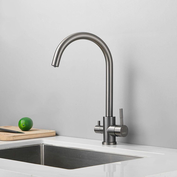 Смесители для кухни Haiba HB43828-3, оружейная сталь - фото 2