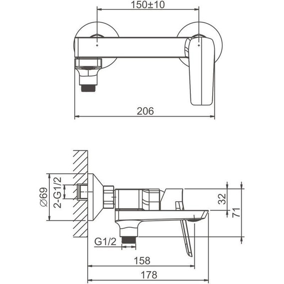 Смеситель для ванны Belz B60715-7, чёрный - фото 50