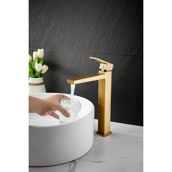 Смеситель для раковины высокий Belz B11658-5, золото - фото 11