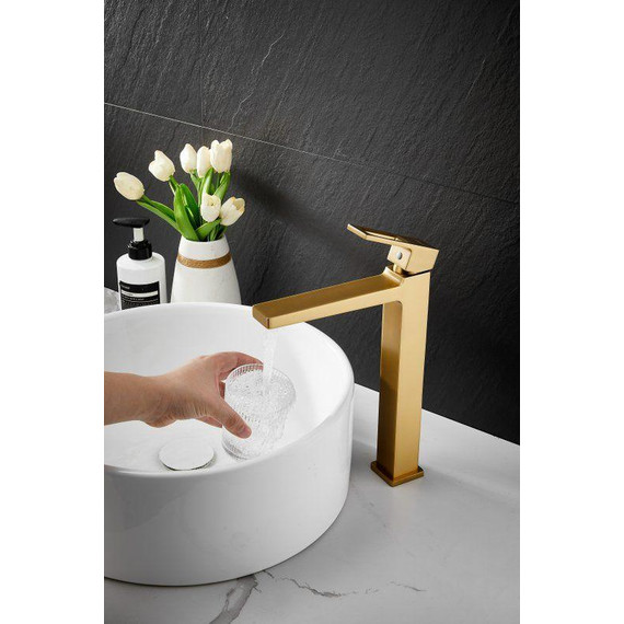 Смеситель для раковины высокий Belz B11658-5, золото - фото 23