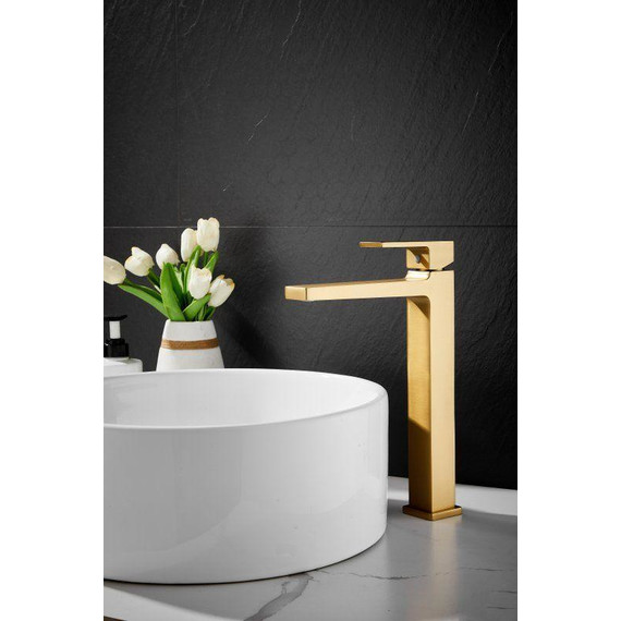 Смеситель для раковины высокий Belz B11658-5, золото - фото 4