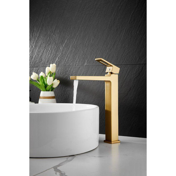 Смеситель для раковины высокий Belz B11658-5, золото - фото 6