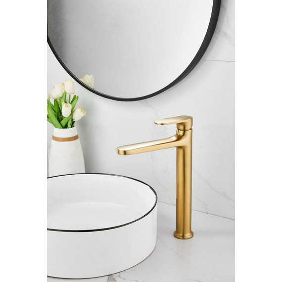 Смеситель для раковины высокий Belz B11713-5, золото брашированное - фото 6