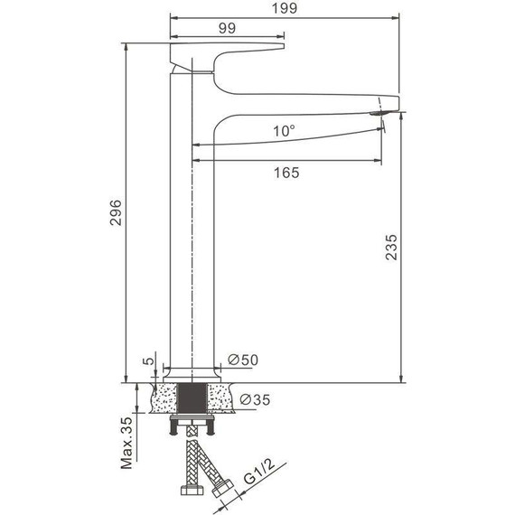 Смеситель для раковины высокий Belz B11713-5, золото брашированное - фото 21