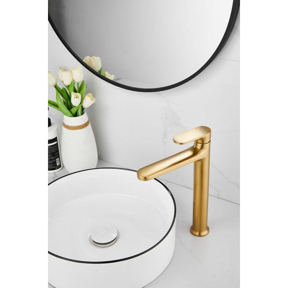 Смеситель для раковины высокий Belz B11713-5, золото брашированное - фото 8