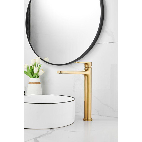 Смеситель для раковины высокий Belz B11713-5, золото брашированное - фото 9