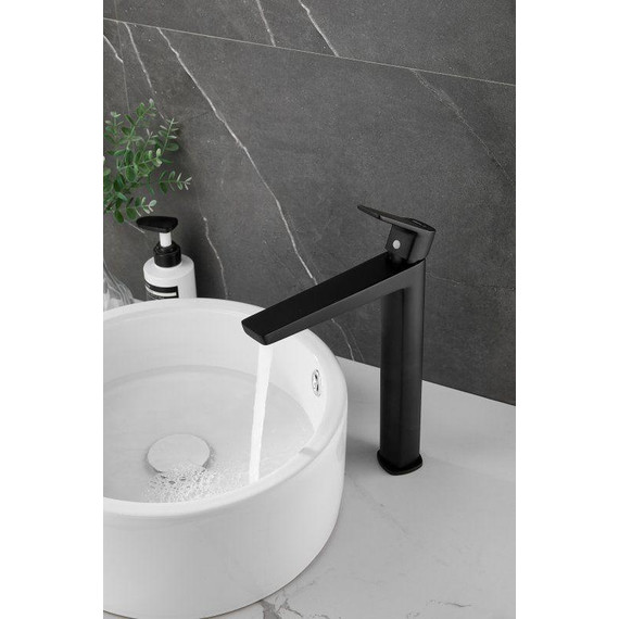 Смеситель для раковины высокий Belz B11715-7, чёрный матовый - фото 6