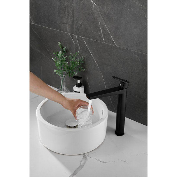 Смеситель для раковины высокий Belz B11715-7, чёрный матовый - фото 12