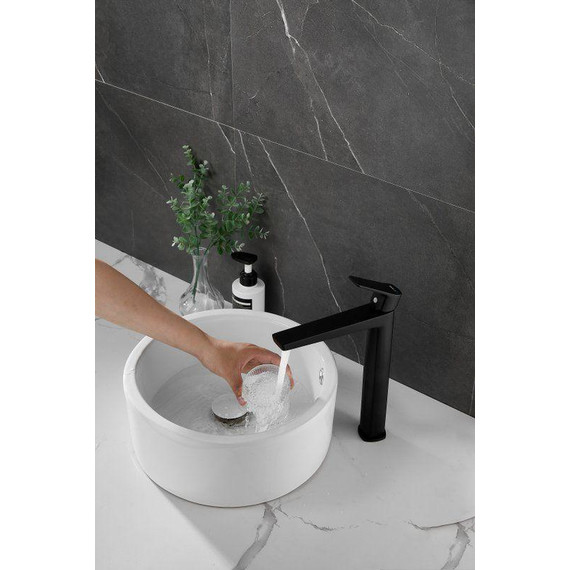 Смеситель для раковины высокий Belz B11715-7, чёрный матовый - фото 4