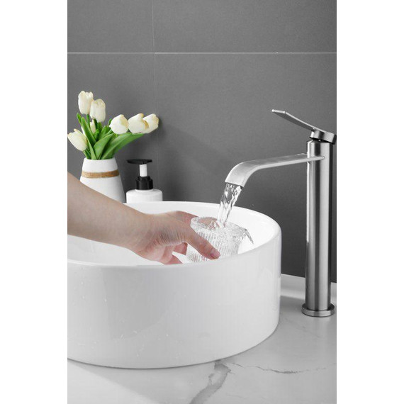 Смеситель для раковины высокий Belz B11812-1, сатин - фото 17