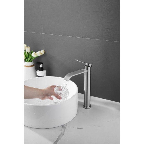 Смеситель для раковины высокий Belz B11812-1, сатин - фото 7